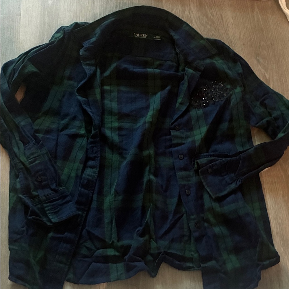 Lauren Plaid Shirt in Green and Navy
